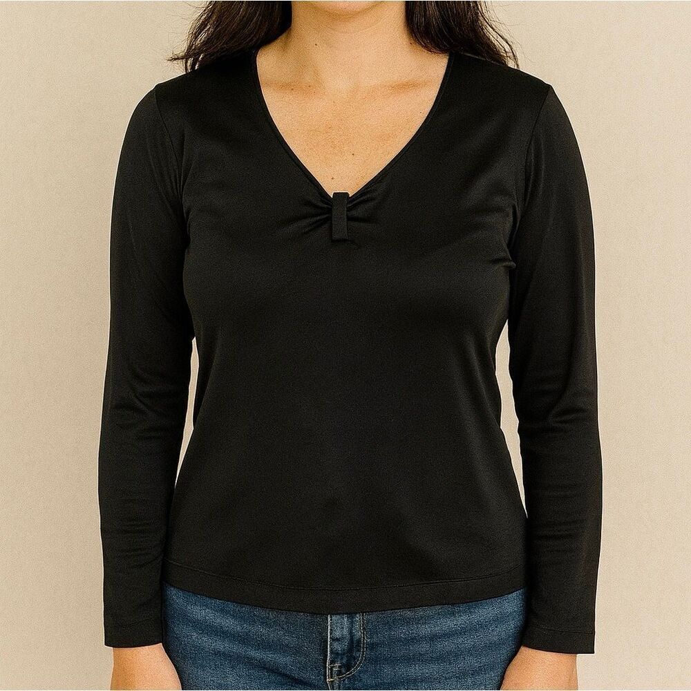 Pendleton black vintage silk long sleeve top M